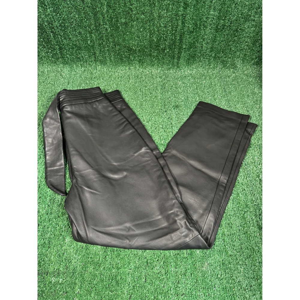 Karina Grimaldi Leather Pants High Waisted Wide Leg Tie Waist Women's Size M
